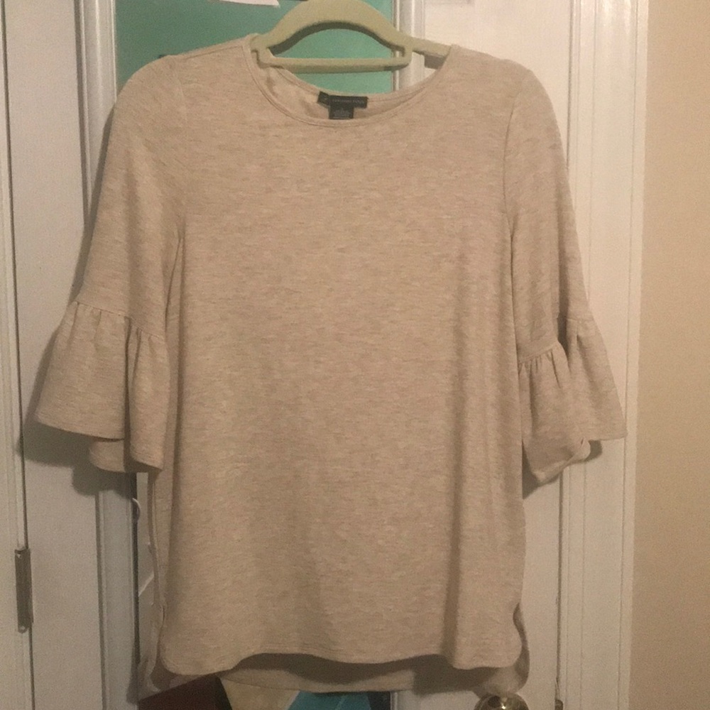 Oatmeal Peplum 3/4 sleeve Top